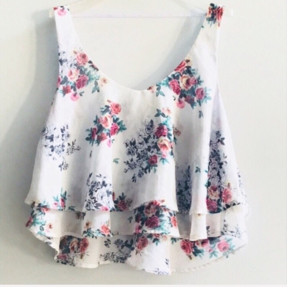 IRIS Floral babydoll Cropped Tank